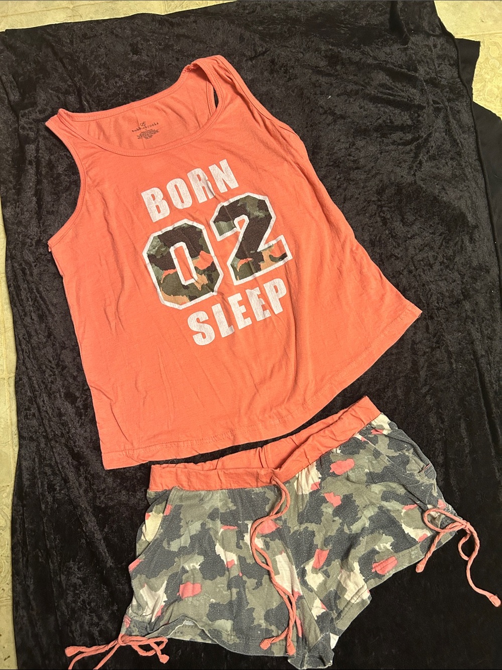 Women’s Coral Sleep Tank & Camo Shorts Pajama Set